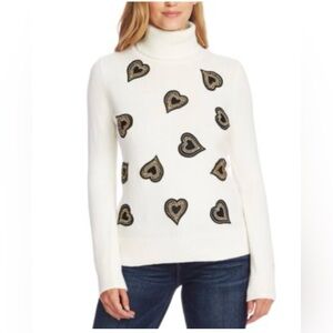 🆕 Women’s Vince Camuto Embellished Heart Turtleneck Sweater. Size XL. NWT